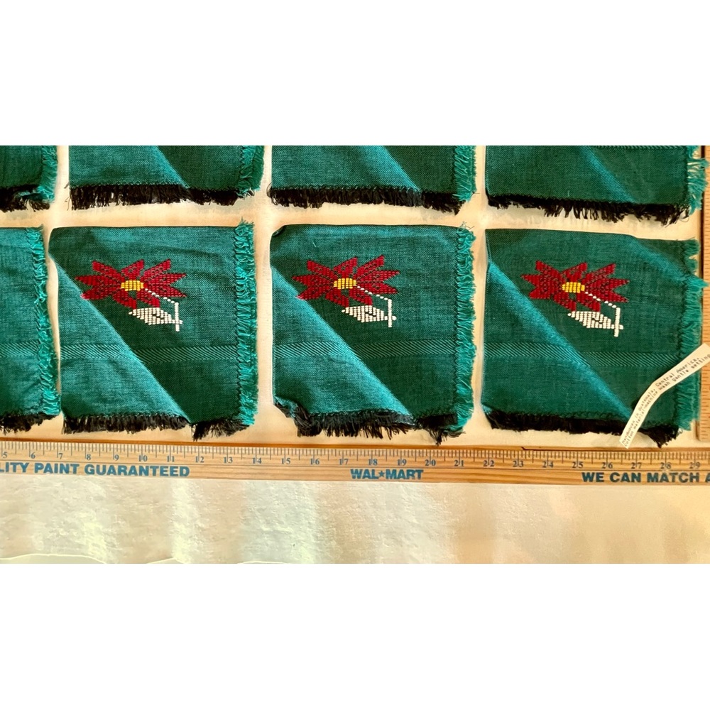 New, never opened or used Guatemalan handmade woven Christmas tablecloth/napkins